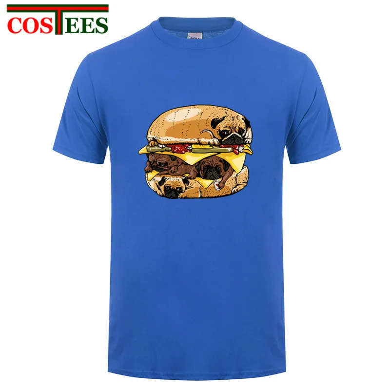 Забавные Мопсы Burger футболка Мужская Pugs stack camiseta mujer манга larga аниме с принтом