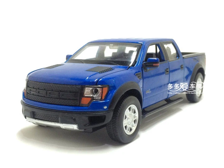 Синий Литой под давлением металлический 1:34 F150 RAPTOR Модель автомобиля игрушки звуковой светильник Вытяните назад детские игрушки - Цвет: Синий