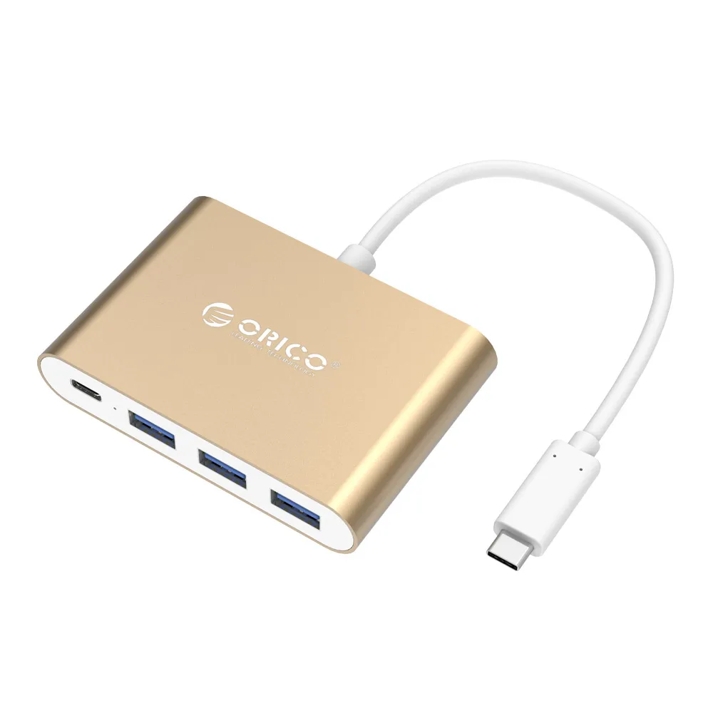 ORICO алюминиевый type-C PD зарядный концентратор USB3.1 Gen1 5 Гбит/с высокоскоростной с 15 см Дата-кабель-(RC3A - Цвет: Gold