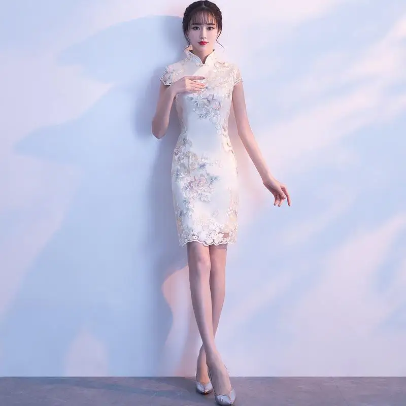 Style 2 Красное традиционное китайское свадебное платье для невесты улучшенное женское платье с цветочной вышивкой Cheongsam Vestidos элегантное тонкое Qipao XS-XXL - Цвет: Style 2