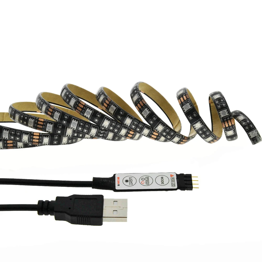 USB 5V Светодиодная лента 5050 TV фоновое освещение 50 см/100 см/200 см 60 светодиодов/м