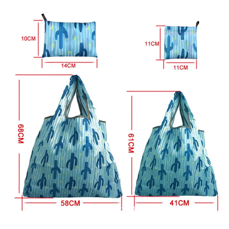 

2019 New Lady Foldable Recycle Shopping Bag Eco Reusable Shopping Tote Bag Floral Fruit Bunny Vegetable Grocery