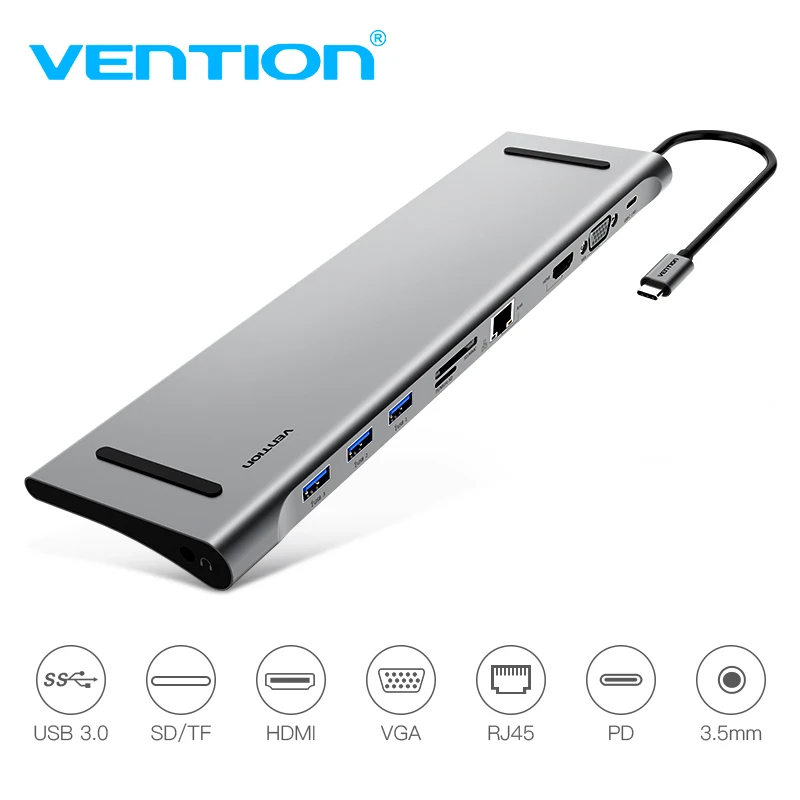 Vention USB C адаптер для Macbook Тип до HDMI конвертер VGA USB-C 3 0 концентратор SD/TF Card Reader PD