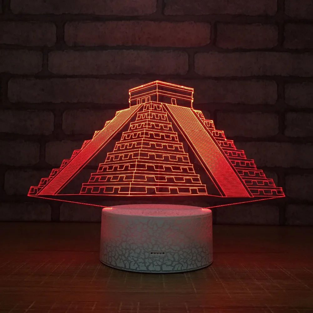 3D Светодиодная Иллюзия в виде пирамиды 7 цветов лампа USB настольная для детской