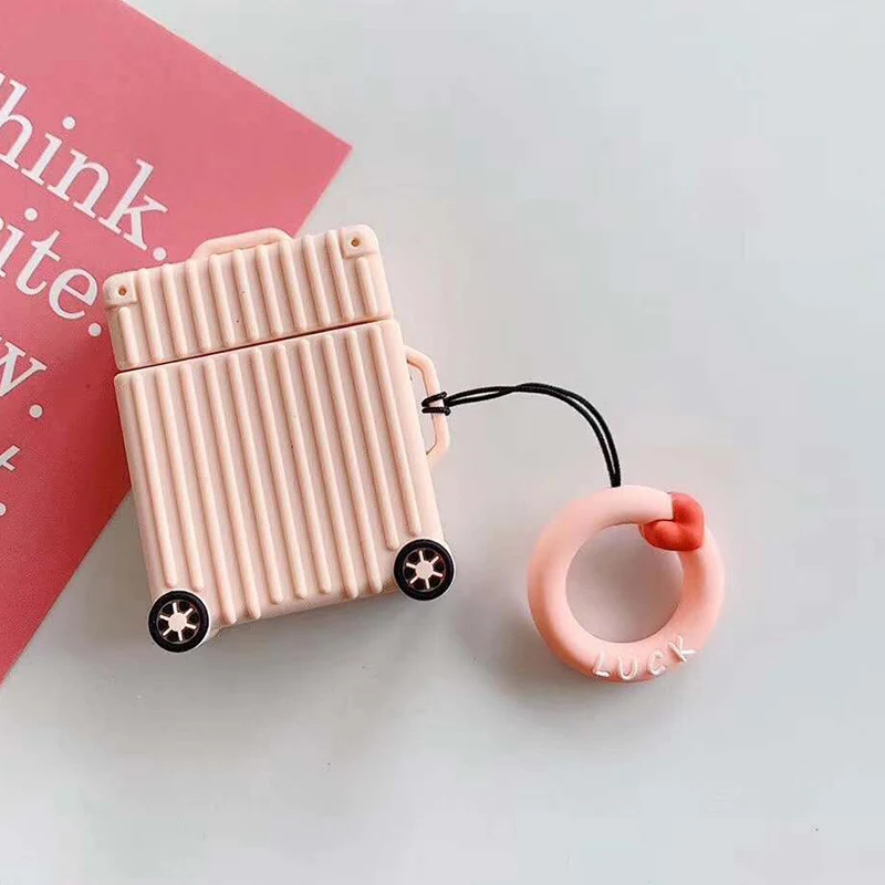 Pink Модный милый чехол для AirPods, защитный чехол для Apple Airpods 2, дизайн багажа, Bluetooth, беспроводные наушники, чехол для багажника - Цвет: Pink