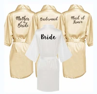 champagne gold robe bride satin kimono robe women wedding sister of the bride printing bridesmaid bridal party robes