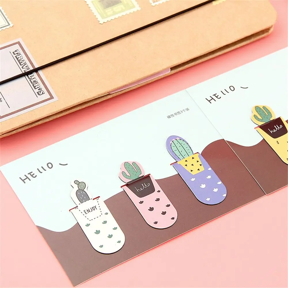 3 шт. милые кактус магнитные закладки Kawaii Канцтовары креативные бумажные