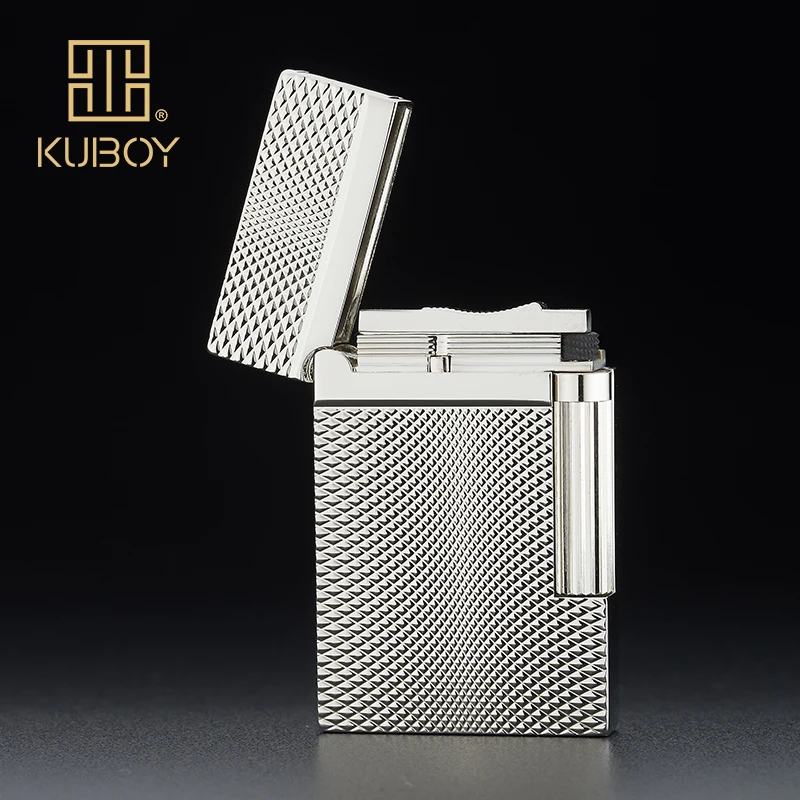 

Высококачественная брендовая газовая зажигалка KUBOY, белый матовый никель, металлическая ветрозащитная зажигалка для мужчин, деловые подарки