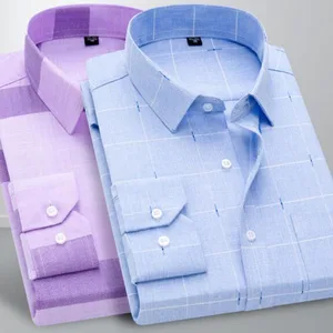 Рубашка мужская с отложным воротником, модная однобортная клетчатая Повседневная сорочка из ткани Оксфорд и с длинными рукавами, дышащая ткань из хлопка