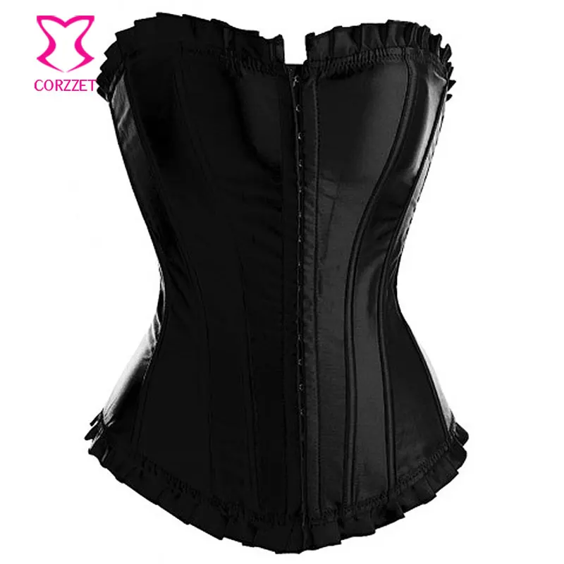 Женский корсет корсетт корселет без чашечек красный сатиновый с оборкой |