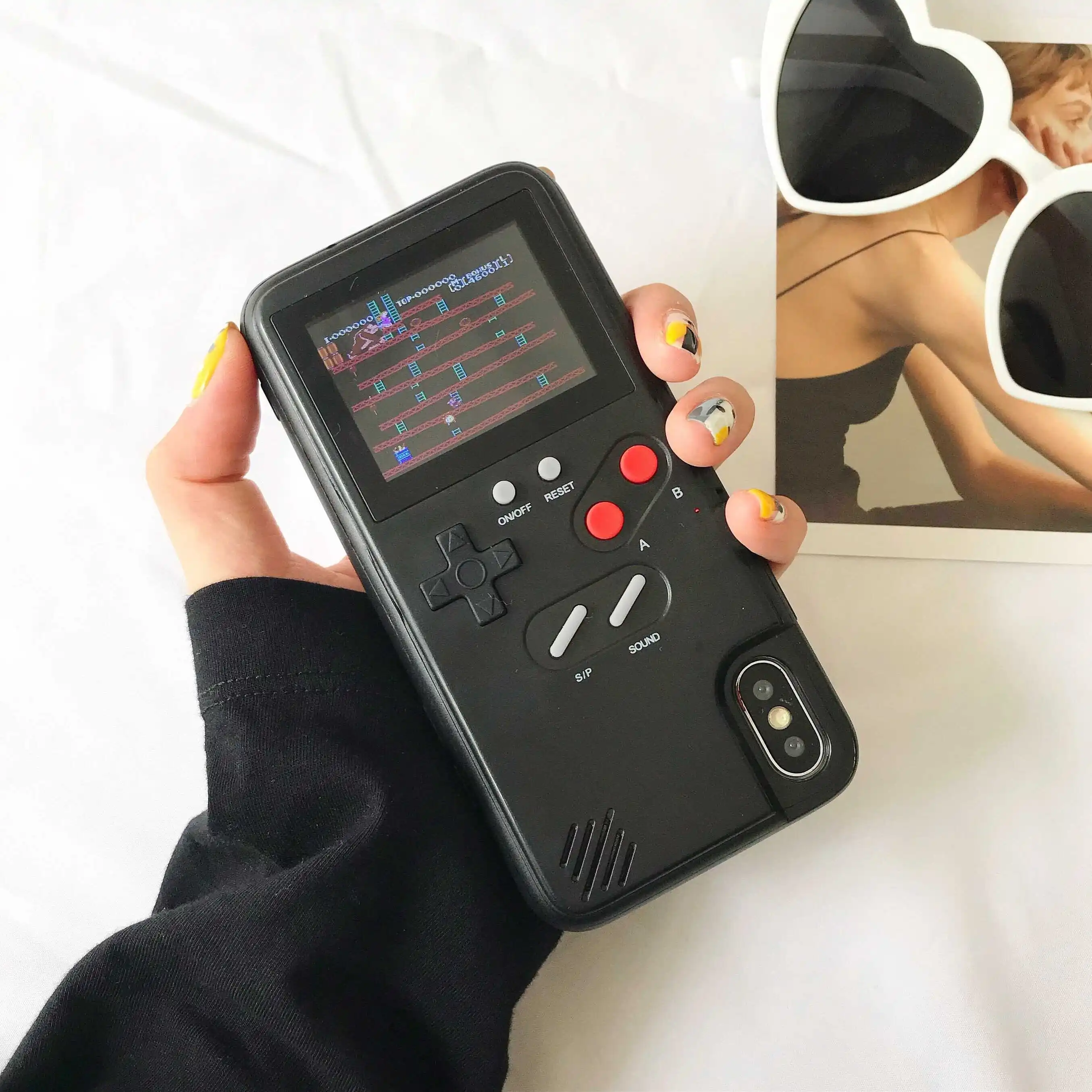 Full color display Xs Max GameBoy phone case for iphone Xr X Retro Tetris Game back cover 8 7 6 6s plus Coques |