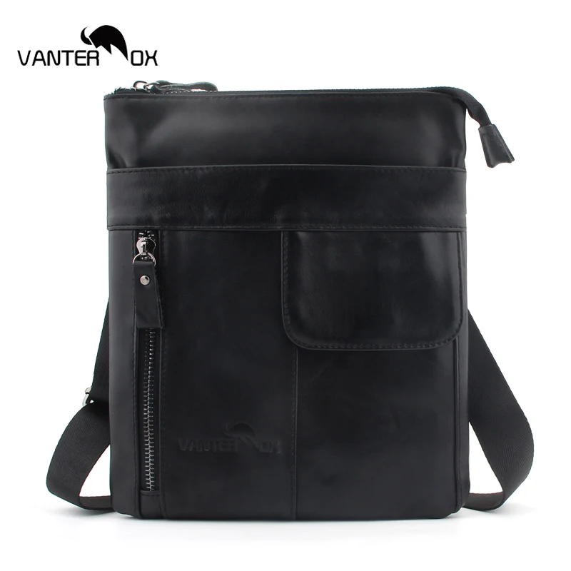 Black VANTER OX сумки на плечо конверт деловые повседневные мужские сумки-мессенджеры мужские кожаные сумки на плечо 902-1 размер 25*21*2 см - Цвет: Black