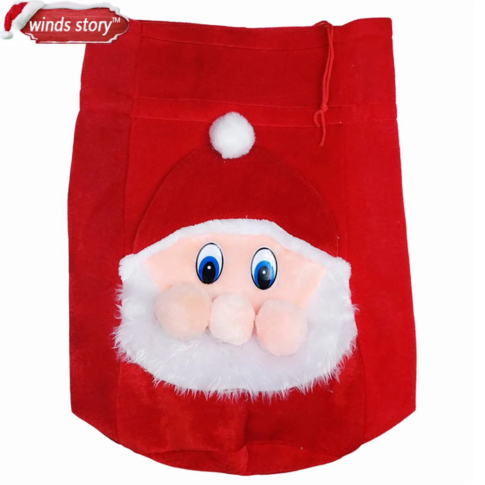 Большой вышитый персональный Рождественский мешок Санты подарок на шнурке