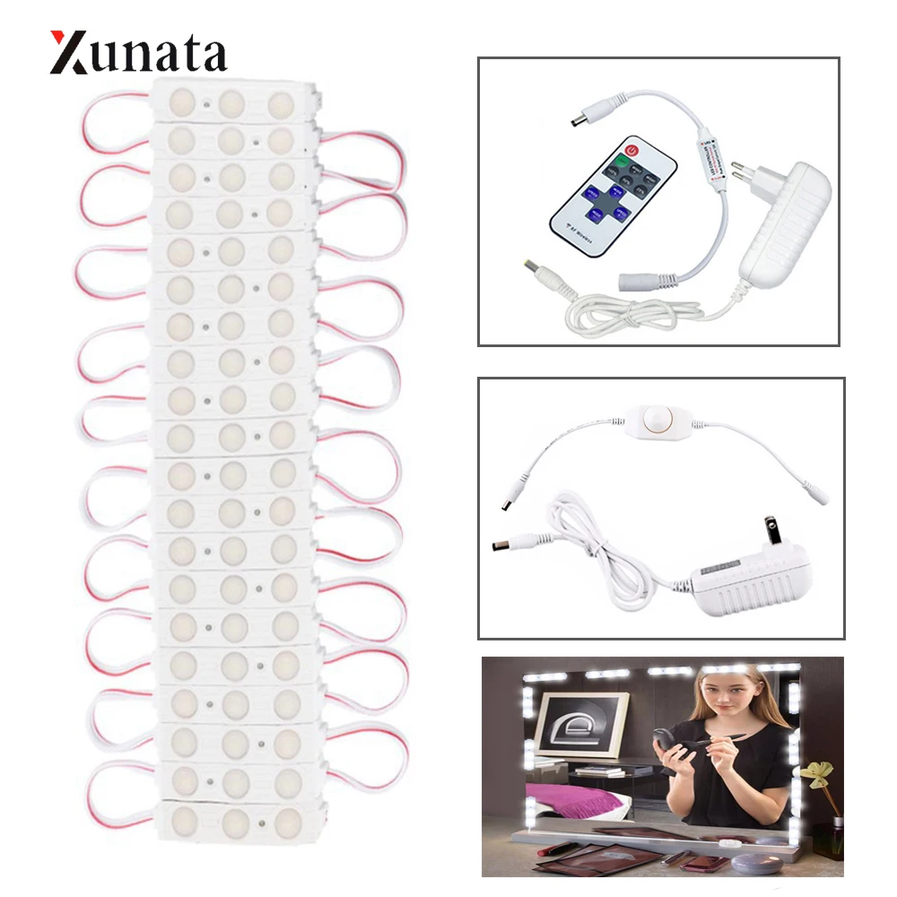 

LED Module Makeup Vanity Mirror Light 60Leds Dimmable DIY LED Makeup Light Remote Control Dimmer Cosmetic Mirror Kitchen Module