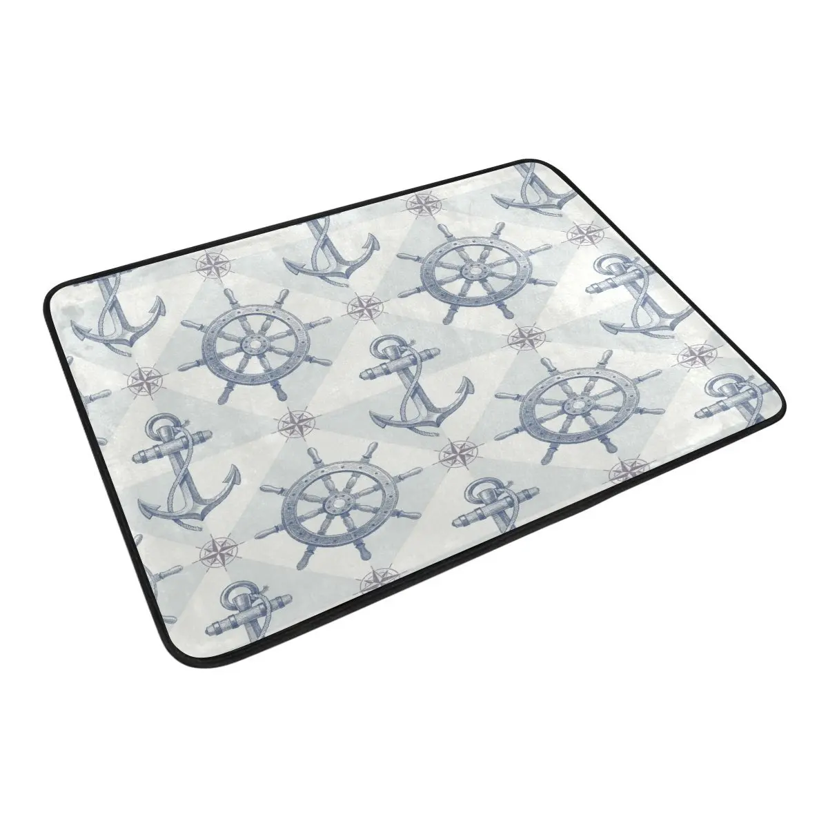 Винтажная душевая занавеска с морским якорем в стиле ретро Комплект ковриков