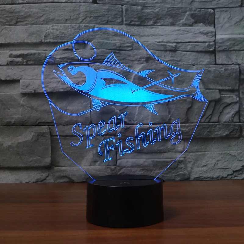 Рыболовные рыбки LED 3D ночные светильники 7 цветов Изменение дистанционного