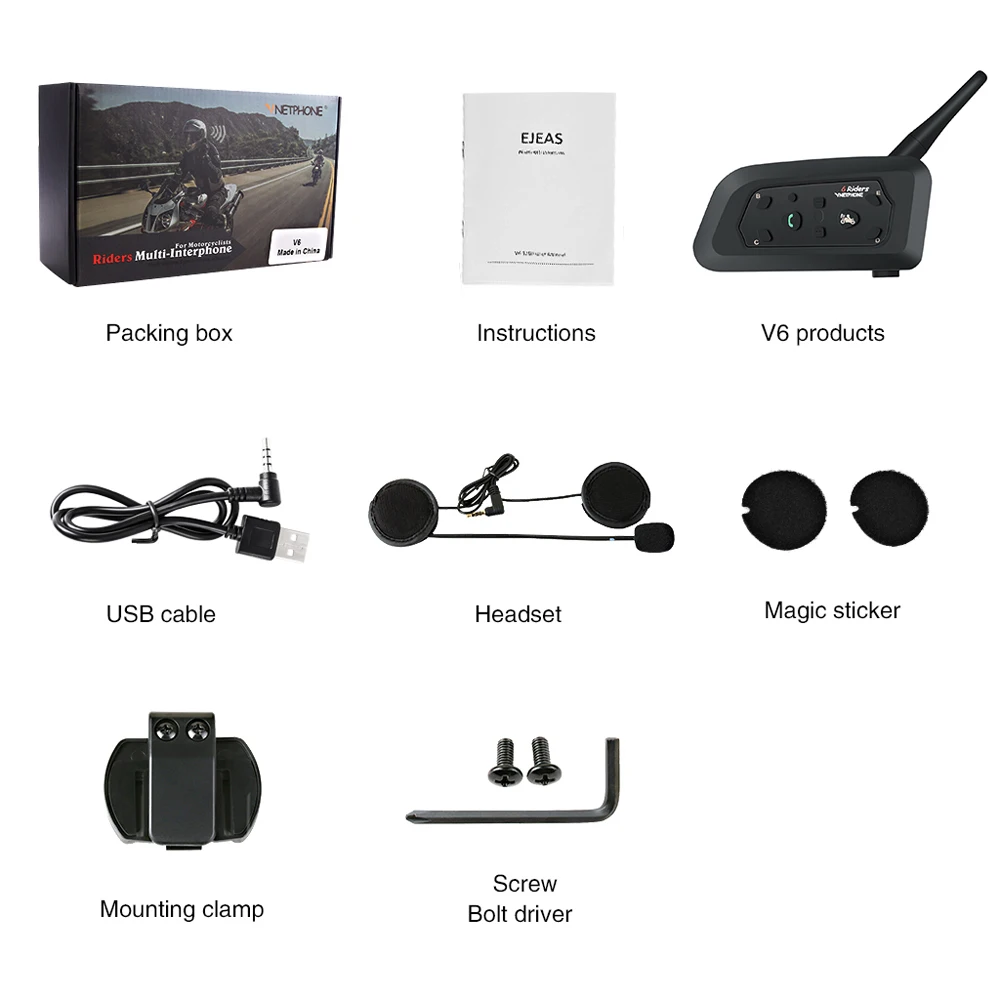 VNETPHONE V6 6 переговорник для водителей шлем Bluetooth гарнитура Лыжный мотоцикл Comunicador Capacete наушники Динамик для IP65 MP3 gps