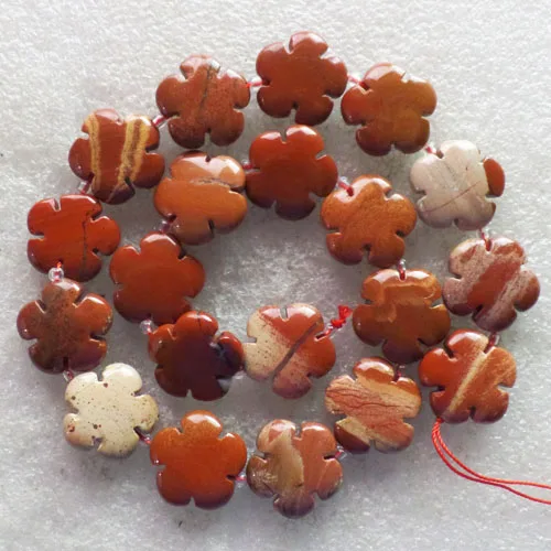 (1 прядь/партия) Оптовая Продажа Натуральные резные красные яшмы с цветком из