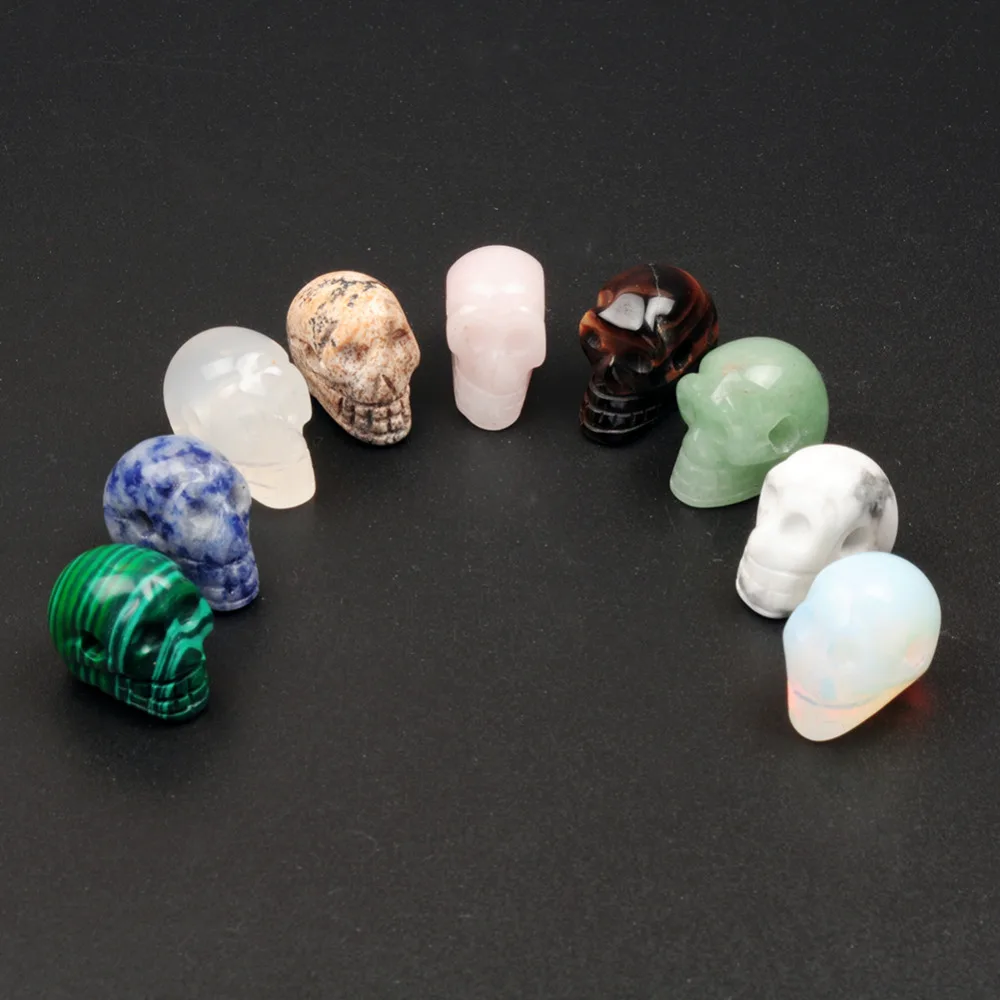 

Wholesale New2016 High Quality Natural Stone Skull Pendants Beads Fit DIY Neckace Making Skeleton Beads 8pcs/lot