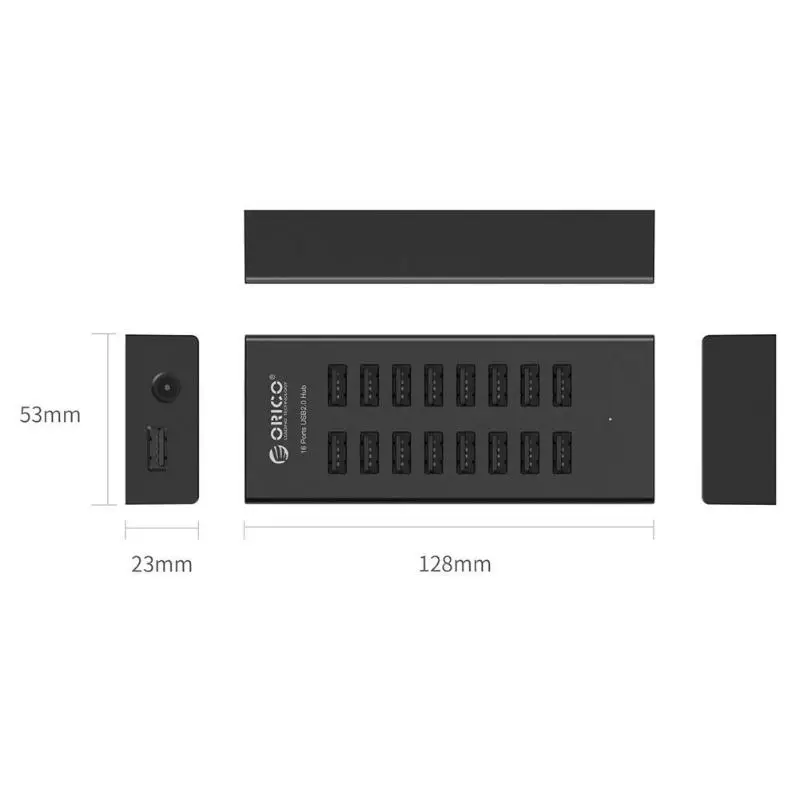 

ORICO H1613 USB Splitter 16Port USB2.0 Hub USB Port USB HUB With 12V2A Power Adapter for Apple Macbook Laptop PC Tablet