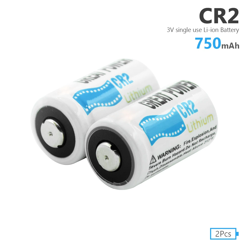 YCDC 2pcs 750mAh CR2 Battery 3V Lithium DLCR2 5046LC Batteries For Camera Alarm System