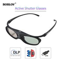 boblov 3d active shutter glass for all dlp projector 96hz144hz usb rechargeable home theater for benq dell acer smart glasses