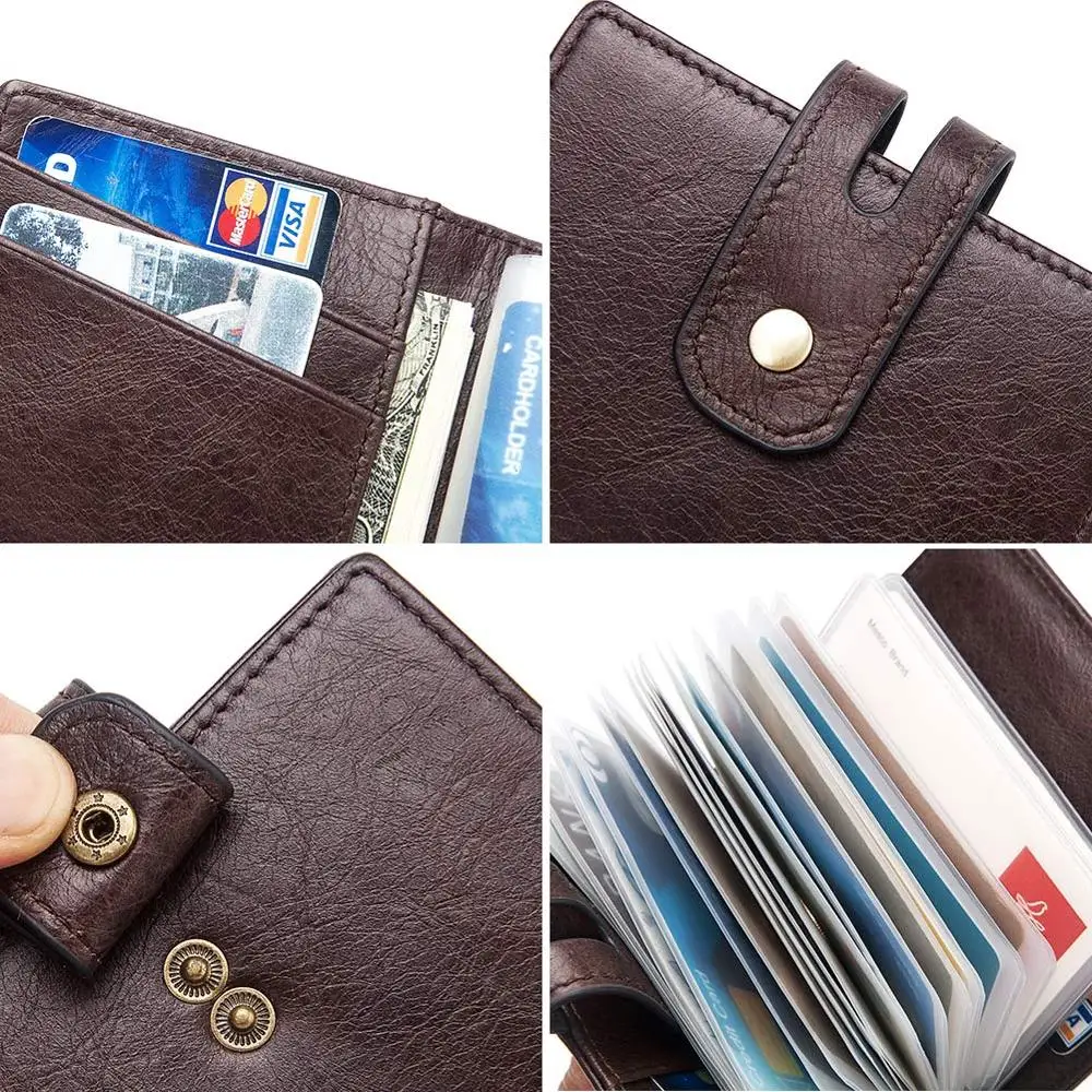 GZCZ высококачественный кошелек из натуральной кожи Rfid для мужчин и женщин ID карт 28