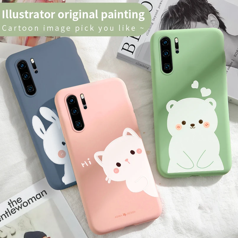 Оригинальный милый мультяшный жидкий силиконовый чехол для huawei P20 P30 Lite Pro Cats Honor