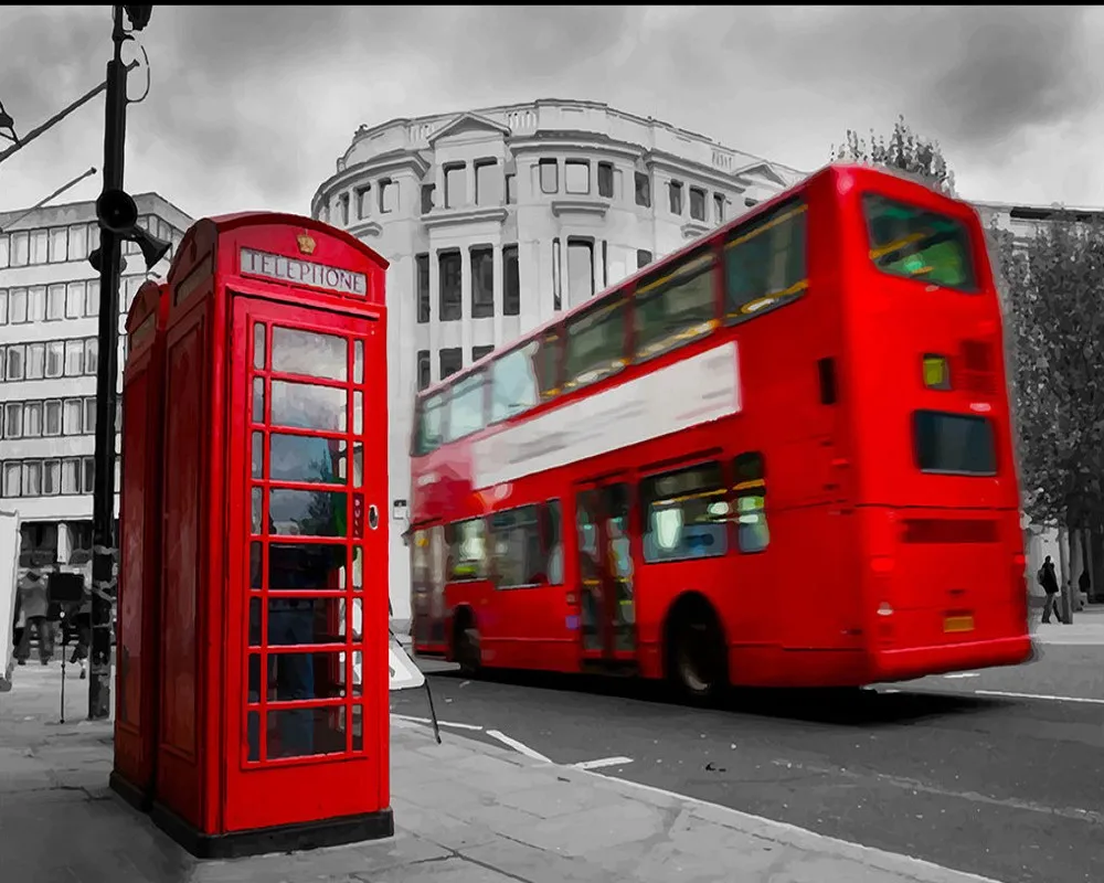 Бесплатная доставка 3D обои на заказ фотообои UK London Bus классический автомобиль