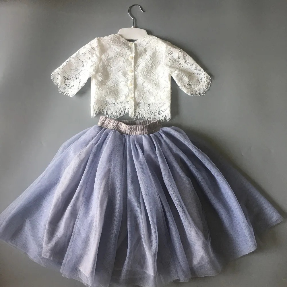 2019 новый комплект детской одежды для девочек кружева шикарные топы + длинная