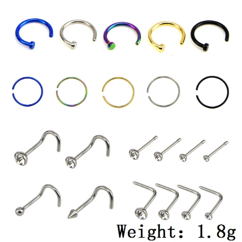 22 шт./лот хит продаж кольцо для носа золотого цвета модные шпильки губ пирсинг