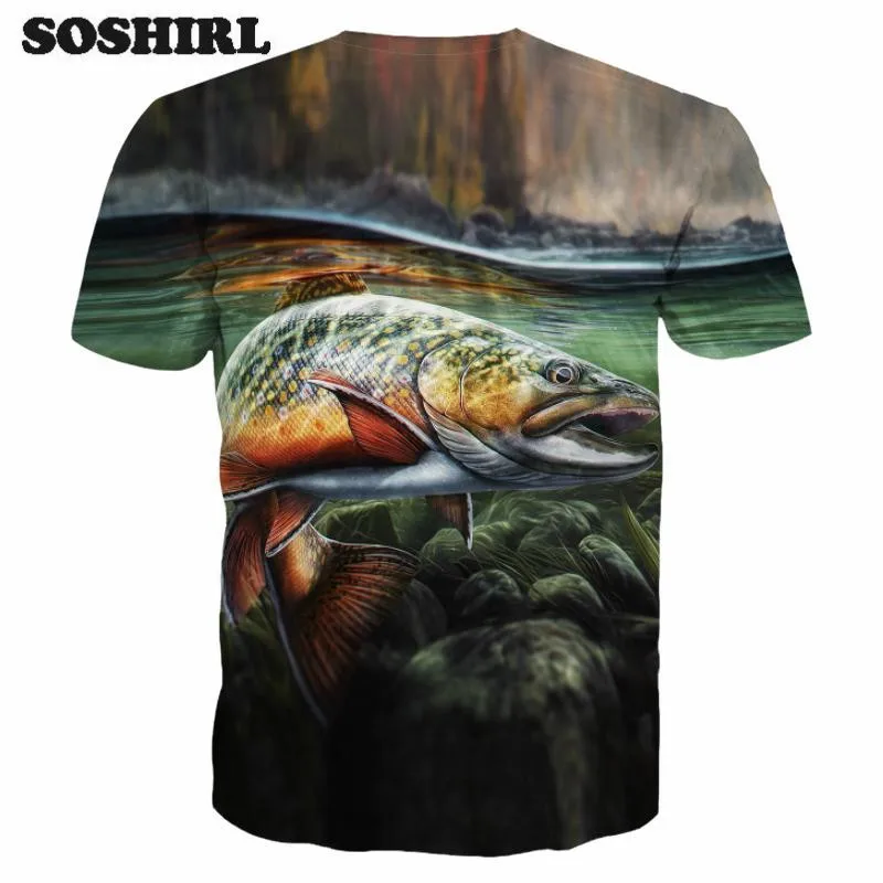 SOSHIRL 3D футболка с глубокими морскими рыбами Унисекс Мужская летняя хипстер Harajuku