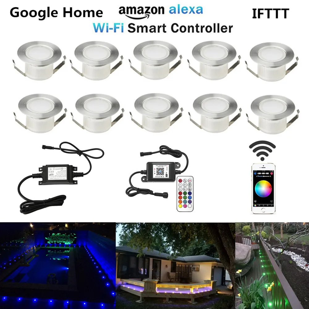 10 шт./лот WI FI умный дом 45 мм 12 V RGB двор LED палубе лестницы железнодорожного софит