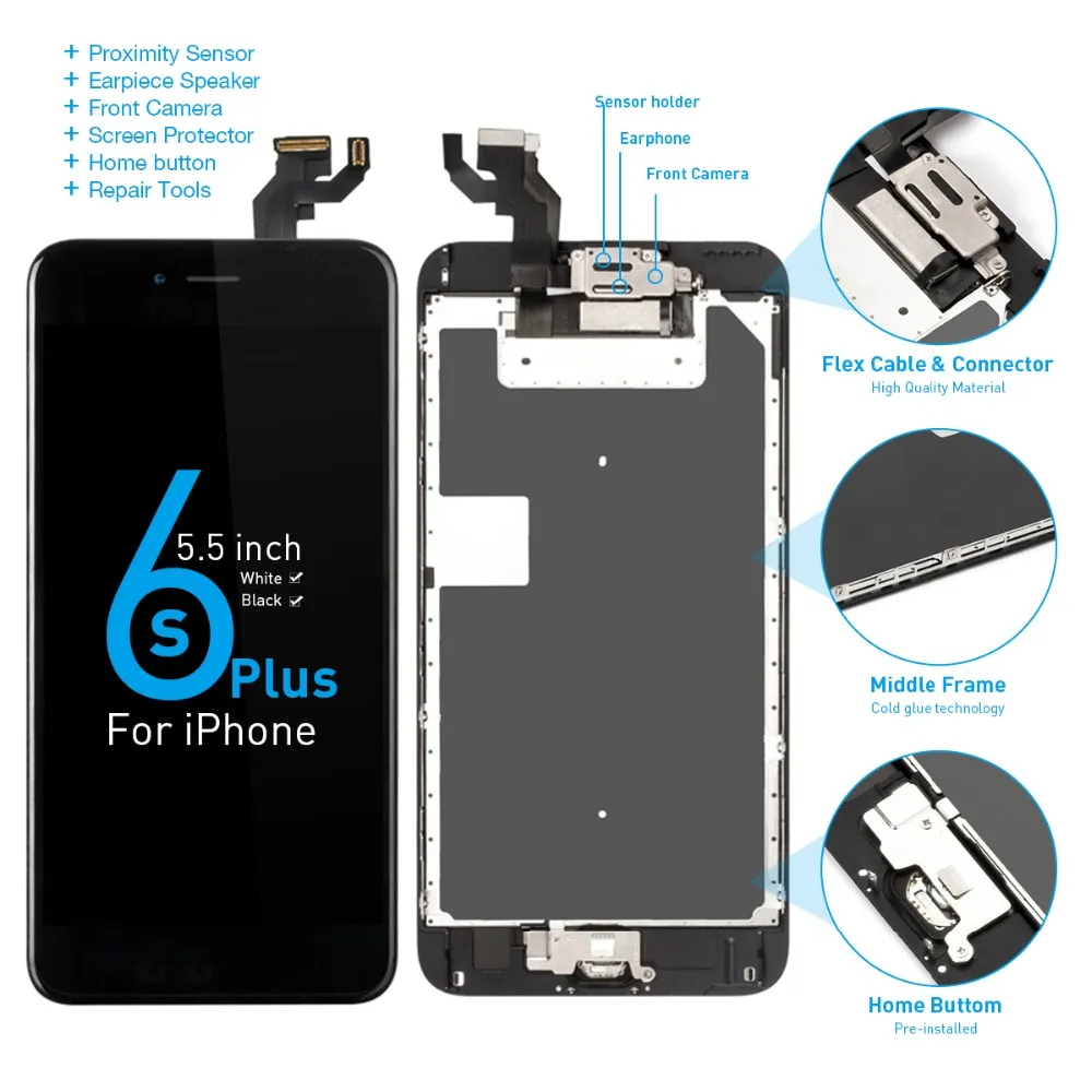Полный комплект дисплей Pantalla для iphone 6s Plus ЖК сенсорный датчик дигитайзер в сборе