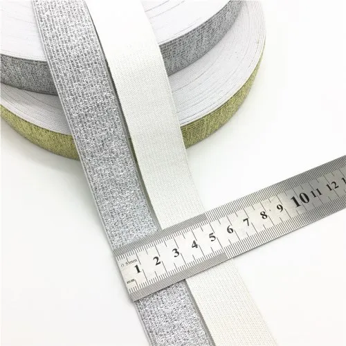 25mm Silver Золотые, серебряные нейлоновые эластичные банданы высокого качества 25 мм 40 мм ширина эластичная лента для одежды брюки аксессуары для шитья 1 метр - Цвет: 25mm Silver