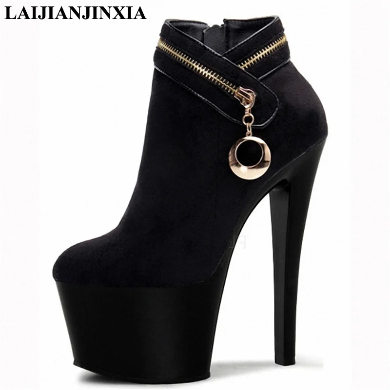 

LAIJIANJINXIA Spring Women Sexy 17cm Thin High-Heels Platform Shoes Night Club Party Pole Dancing Shoes Ankle Boots Dance Shoes