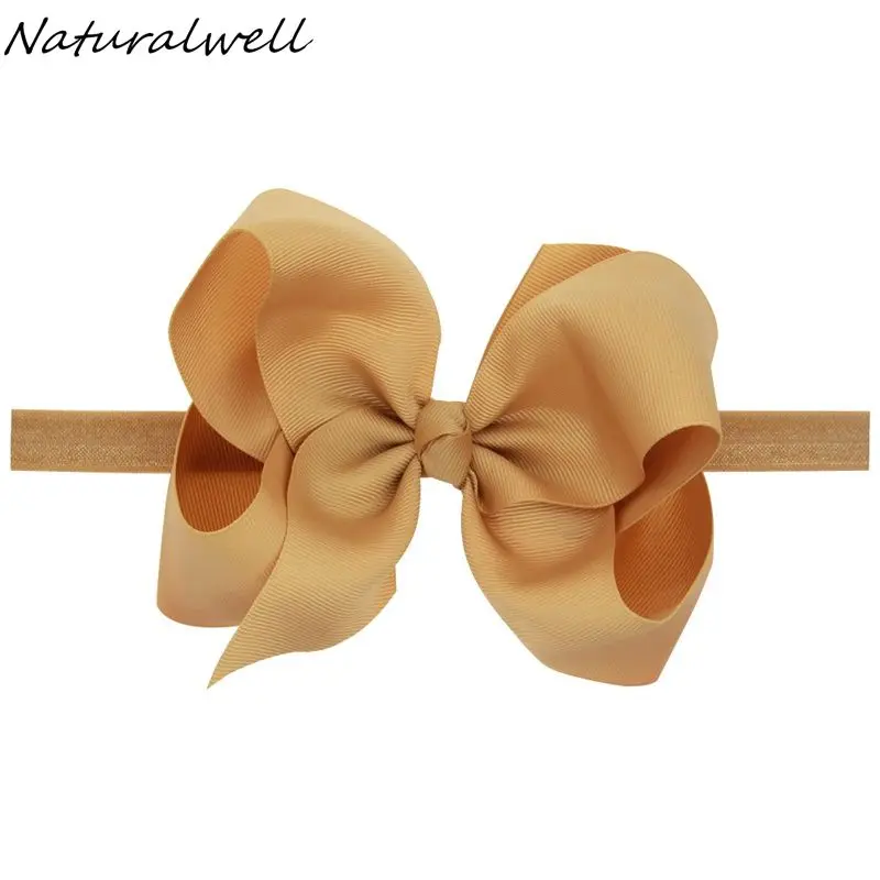 Naturalwell Baby Girls Big Bow Turbante Headbands Hair Accessories Kids Ribbon Headband Elastic Bands Bows HB145 | Детская одежда и