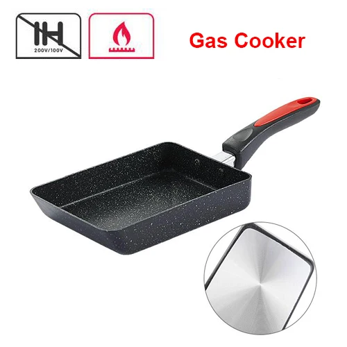 C Justcook 13x18 см сковорода тамагояки омлет черная сковорода с антипригарным покрытием Сковорода для яиц блинная кухонная кастрюля используется только для газовой плиты - Цвет: C