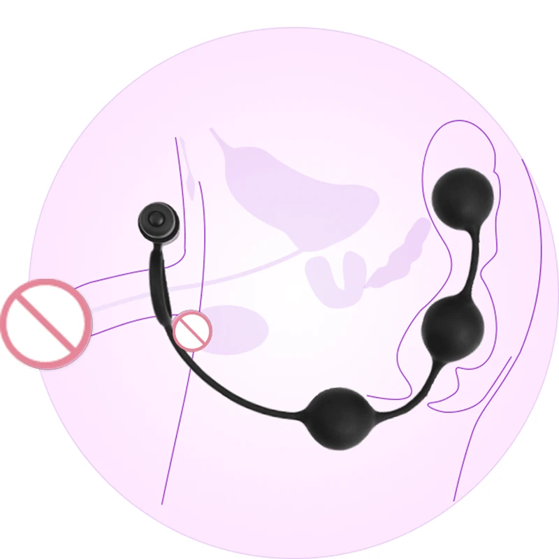 Male Masturbation Toy 3 Solid Pull Beads Anal Plug Lock Ring Vibrator Delayed Ejaculation 10 Frequency Vibration Massage Sex | Красота и