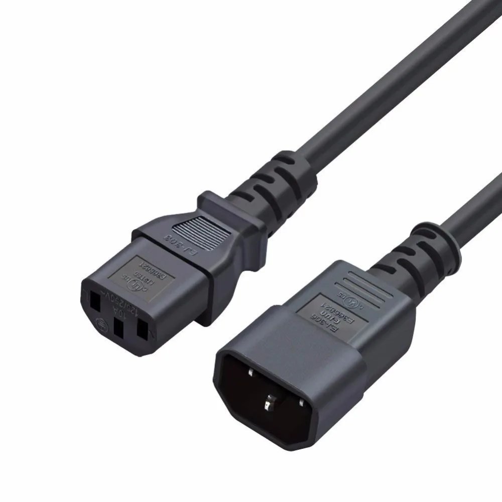 

6 Feet 18AWG C14 to C13 PDU Style Computer Power Extension Cable, 1.8M / Black