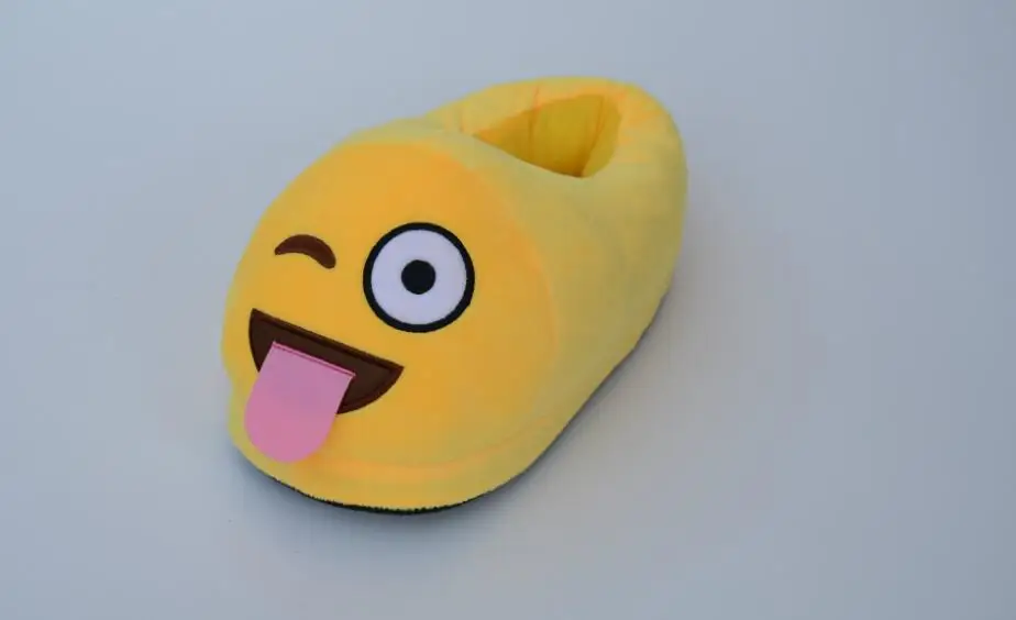 yellow Тапочки; плюшевые тапочки с героями мультфильмов; домашние тапочки со смайликом и демоном на цельном каблуке; теплые хлопковые тапочки для родителей и детей; qq - Цвет: yellow