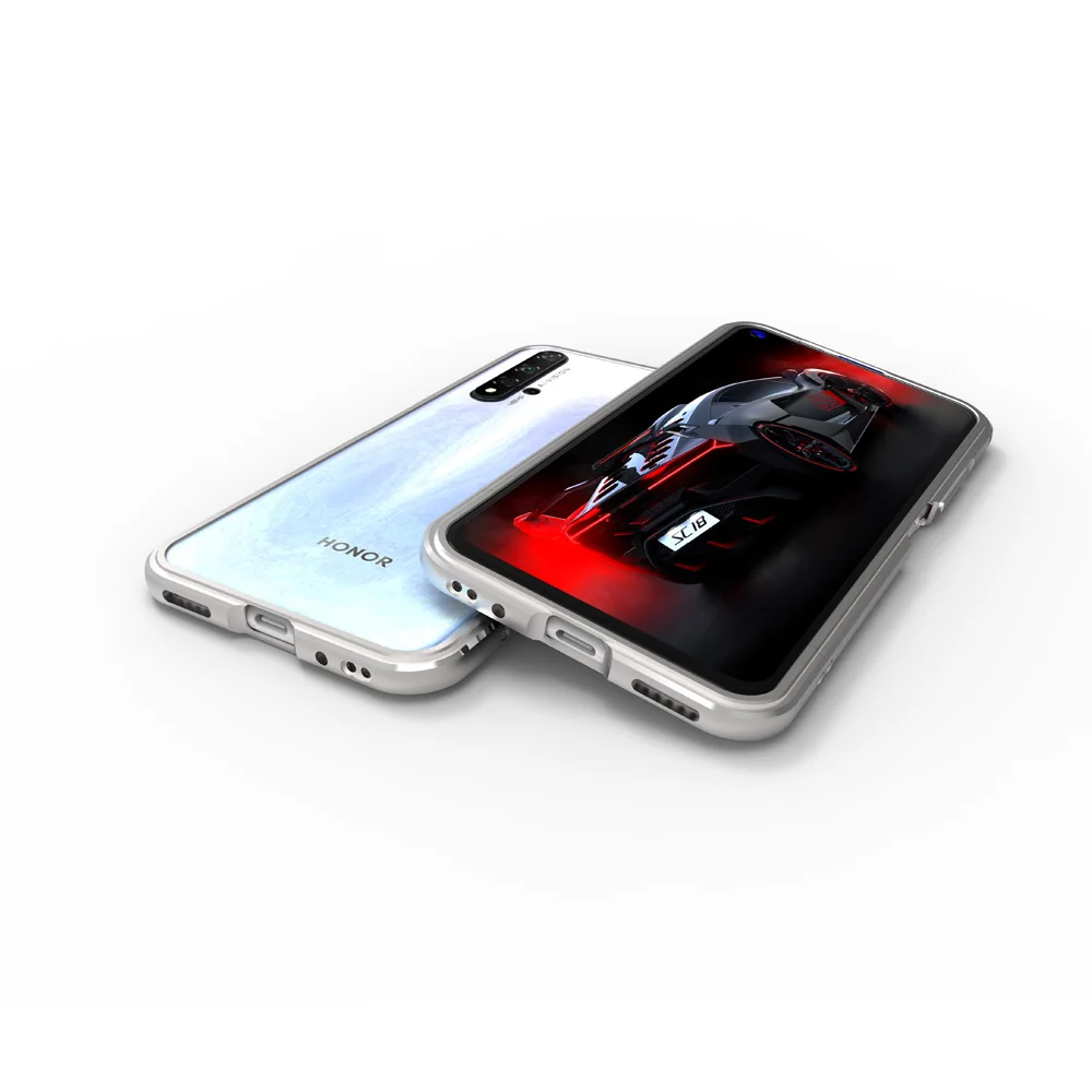 Серебристый Чехол для huawei Honor 20, глянцевый алюминиевый бампер для телефона, чехол для huawei Honor 20, металлический каркас, защитный чехол s - Цвет: Серебристый