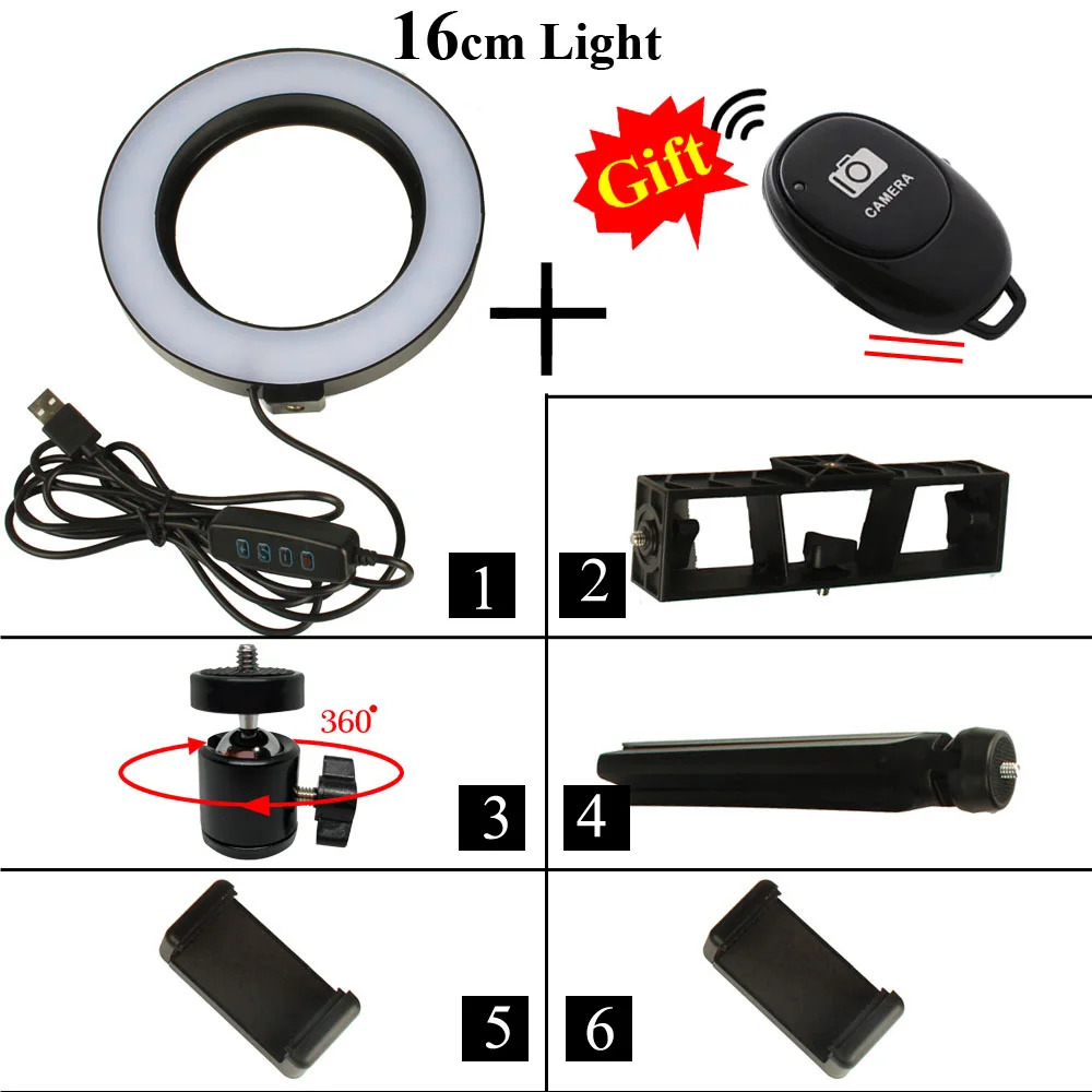 Белый Photography Kit LED Ring Light Video YouTube Photo Ringlight Makeup Light Annular Lamp Bi-color 3200K-5500K 10 Level Brightness - Цвет: Белый