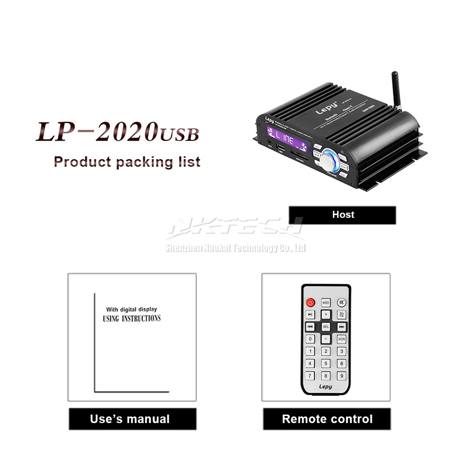 LP- USB Lepy автомобильный усилитель Bluetooth 4,0 Цифровой плеер класс-T 2x20 Вт RMS HIFI стерео аудио Мощность домашний мультимедийный SD AUX EQ