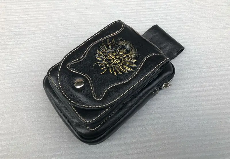 

Universal Motorcycle Really Leather Side Bag Tool Luggage Saddlebag Storage Cafe Racer Old School Bobber Touring Street Bike