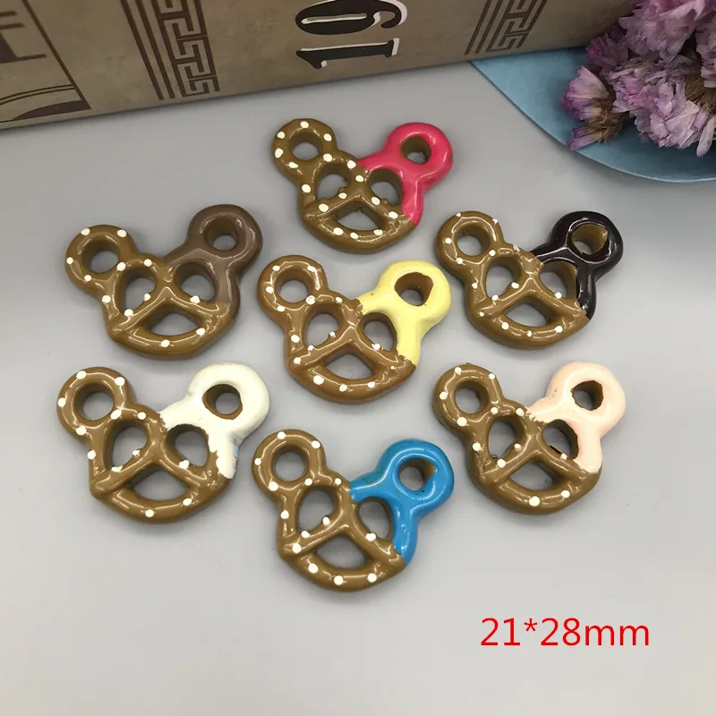 mixed color Смола каваи шоколадное печенье миниатюрная еда плоский с оборота кабошон для скрапбукинга DIY ремесло 21*28 мм - Цвет: mixed color