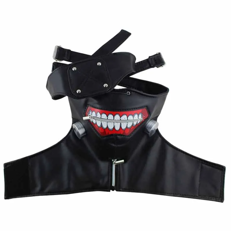 black VEVEFHUANG Токийский Гуль Kaneki Ken маска Регулируемая Молния маски из искусственной кожи крутая маска Блиндер и парики аксессуары для Хэллоуина - Цвет: black