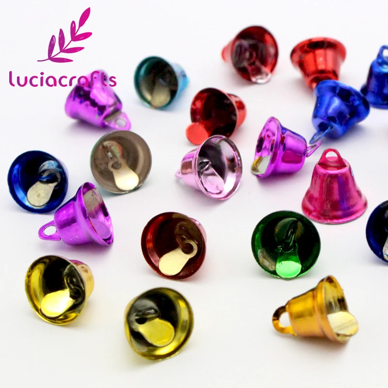 Lucia crafts 12*12 мм 24 шт. разноцветные маленькие металлические колокольчики для рождественской елки, украшения, творчество, рукоделие, Декор, подарок H0213