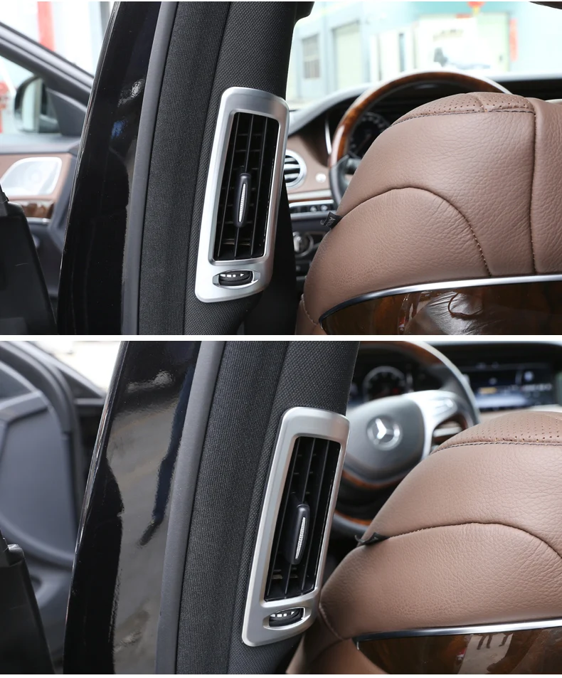 Car Styling B pillar air conditioning AC Outlet sequins frame cover sticker for Mercedes Benz S Class W222 S300 S320