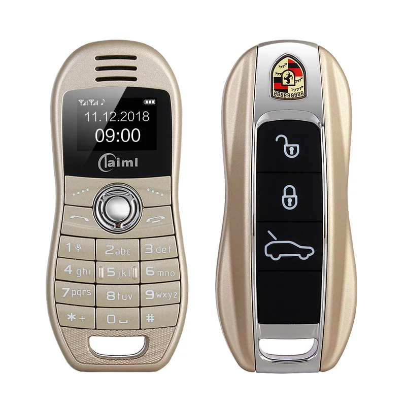 Gold Супер Мини Автомобильный ключ, мобильный телефон, Bluetooth, звонилка, волшебное изменение голоса, celular, 0,66 дюймов, MP3 рекордер, маленький мобильный телефон для студентов - Цвет: Gold